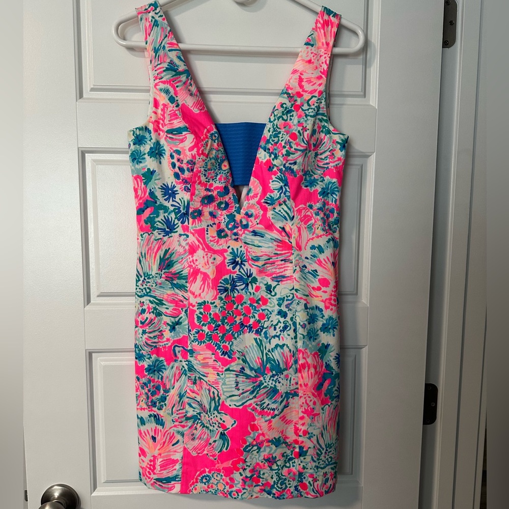 Lilly Pulitzer Sleeveless 100% Cotton Tiki Gypsea Pink Cassa Shift Dress